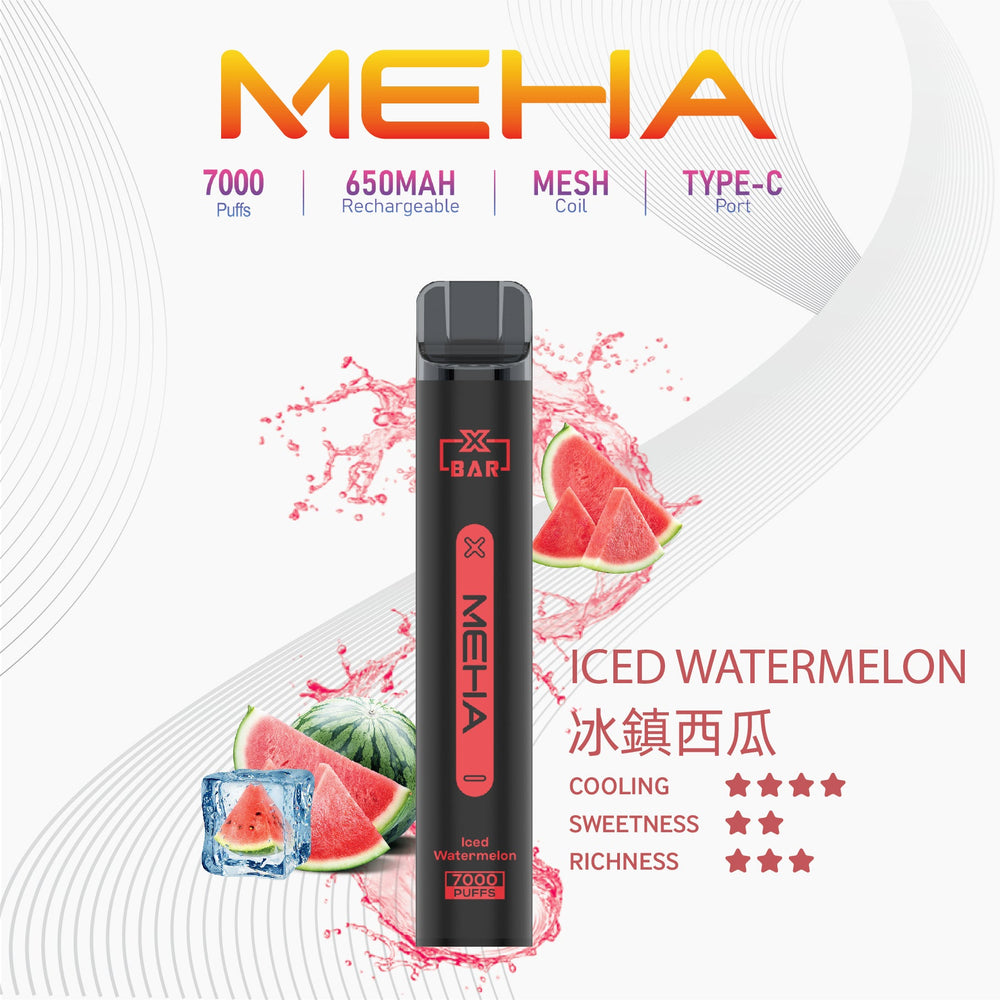 MEHA魅嗨小黑條-7000口一次性抛棄式-冰鎮西瓜
