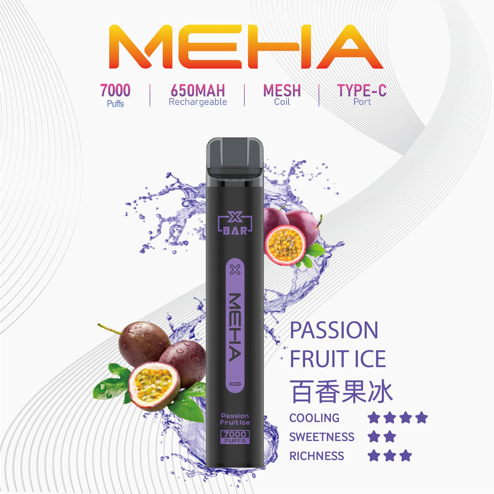 MEHA魅嗨小黑條-7000口一次性抛棄式-百香果冰